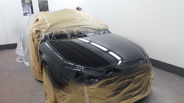 Freshly painted Audi in the spray booth